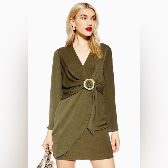 Topshop Green Ring Mini Dress US size 6 NWT - Picture 6 of 7